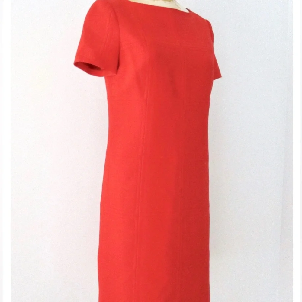 Tory Burch Red Poly Wool Stretch Shift Dress Patchwork Stitching Size 2